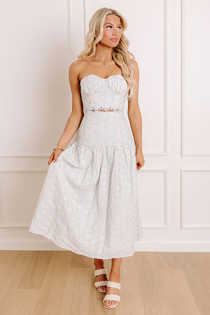 Picking Flowers High Waist Embroidered Midi Skirt