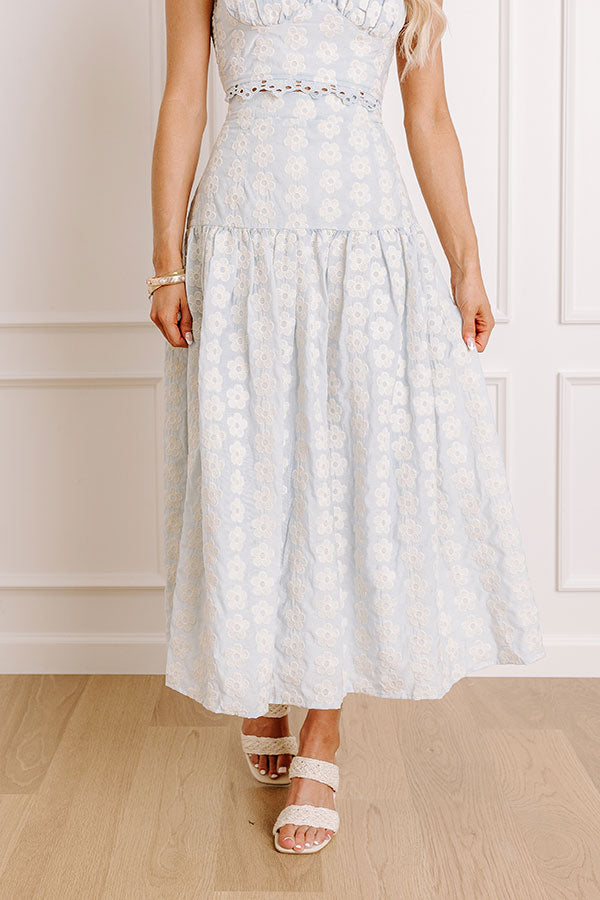 Picking Flowers High Waist Embroidered Midi Skirt