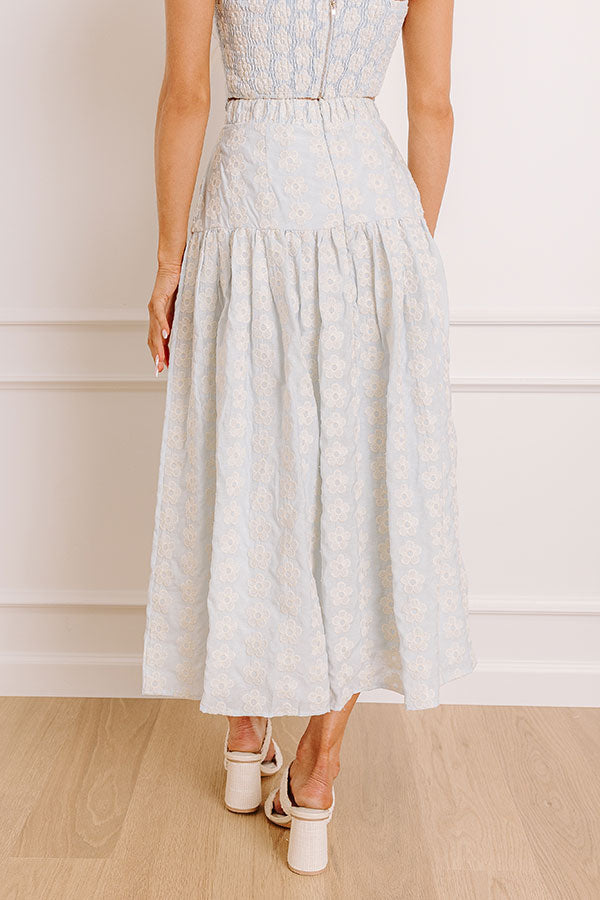 Picking Flowers High Waist Embroidered Midi Skirt