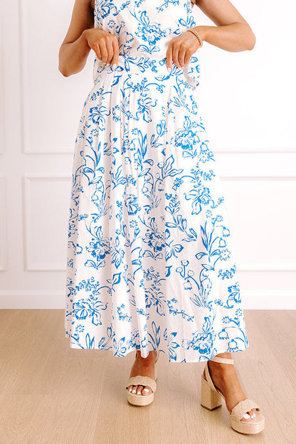 Chic and Serene High Waist Floral Maxi Skirt