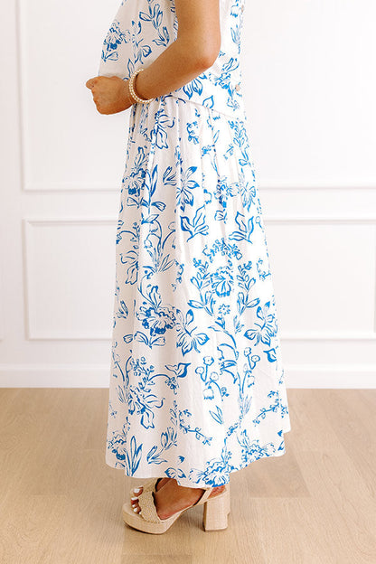 Chic and Serene High Waist Floral Maxi Skirt