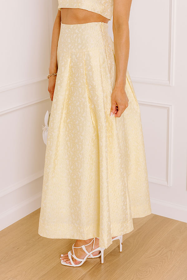 Conservatory Stroll High Waist Floral Jacquard Midi Skirt