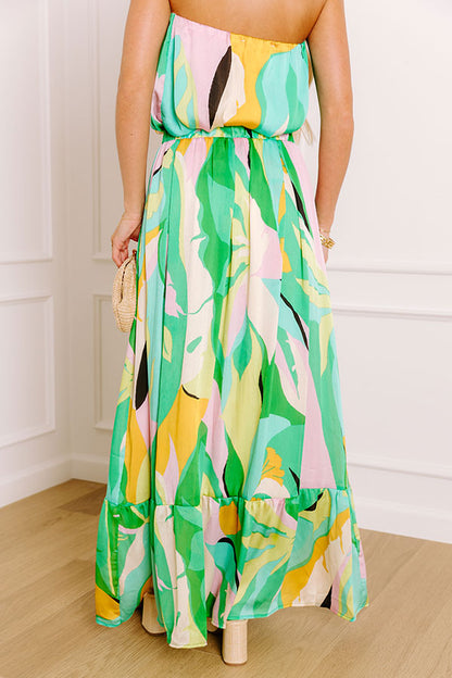Shades Of Paradise High Waist Maxi Skirt in Green