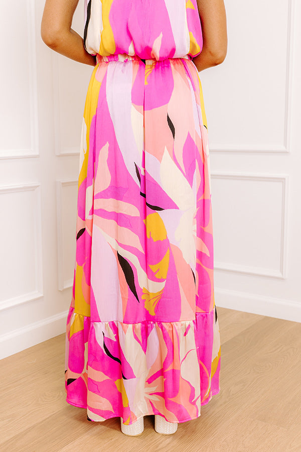 Shades Of Paradise High Waist Maxi Skirt in Pink