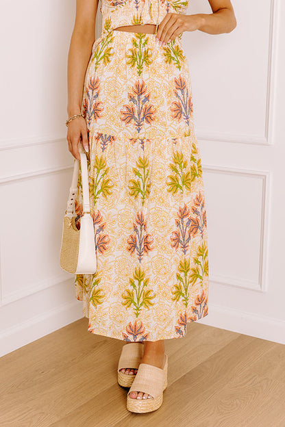 Sunshine And Sorbet High Waist Floral Midi Skirt