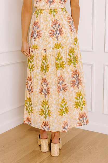 Sunshine And Sorbet High Waist Floral Midi Skirt