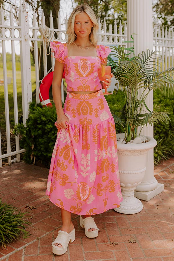 Margaritas Sipping High Waist Floral Maxi Skirt