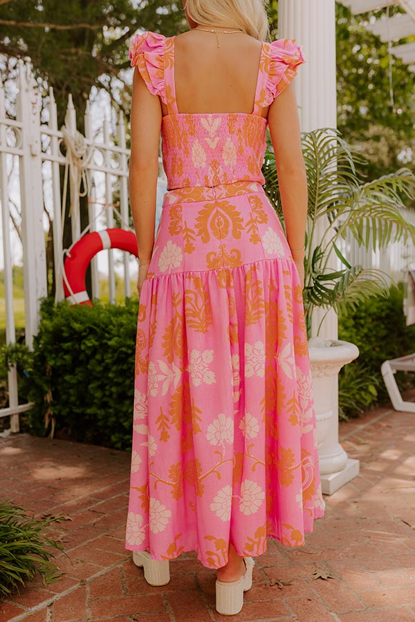 Margaritas Sipping High Waist Floral Maxi Skirt