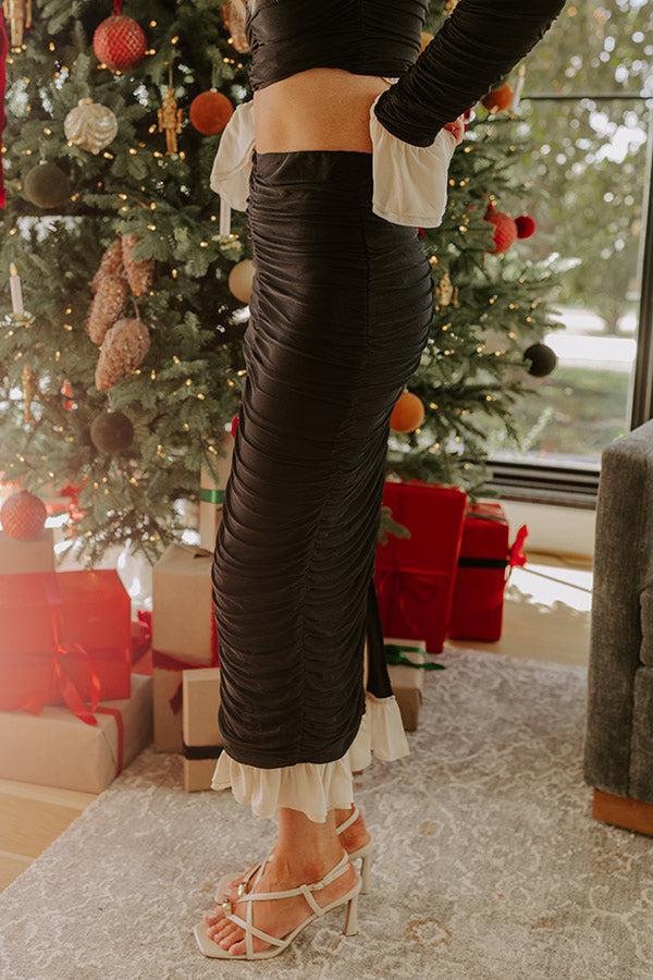 Paris Views High Waist Ruched Midi Skirt