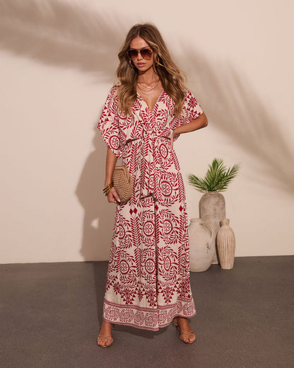 Carlea Abstract Print Waist Tie Jumpsuit
