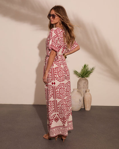 Carlea Abstract Print Waist Tie Jumpsuit