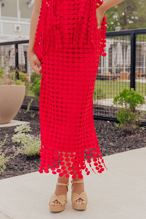 Salsa For Two High Waist Fringe Midi Skirt