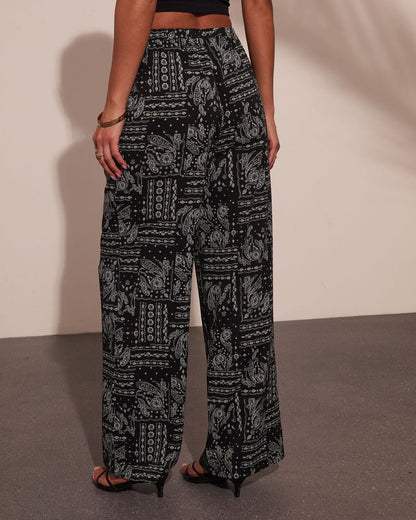 Elenne Bandana Paisley Print Wide Leg Pants