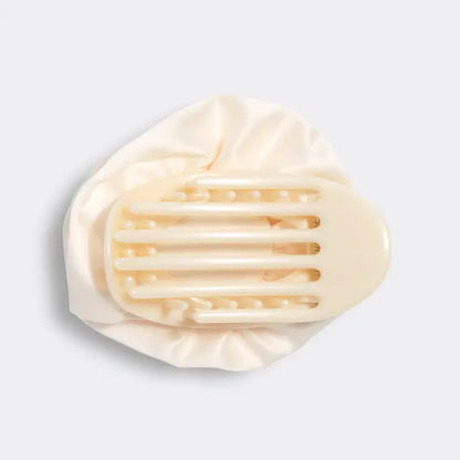 Satin Rosette Medium Flat Cloud Clip (Cream)