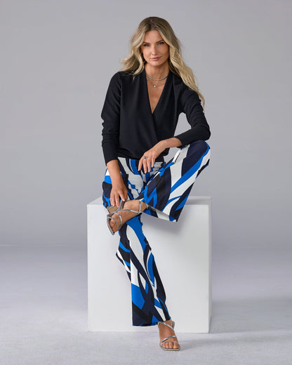 Beyond Travel Print Palazzo Pant Abstract Waves