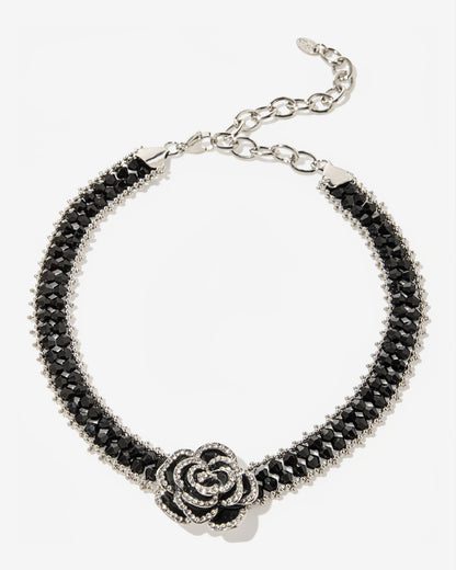 Black Floral Hardware Choker Black