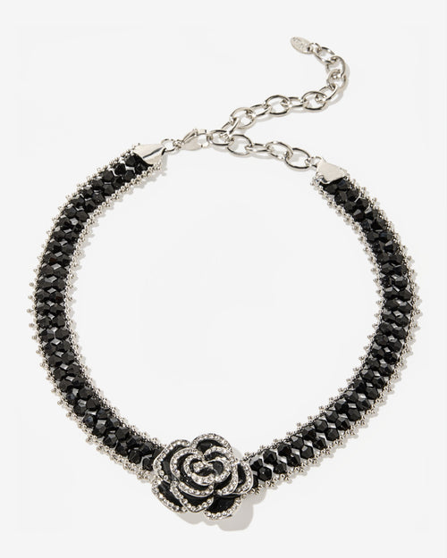 Black Floral Hardware Choker Black