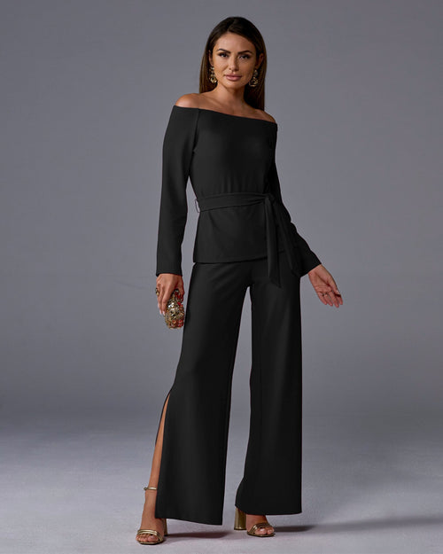 Beyond Travel Side Slit Pant Jet Black