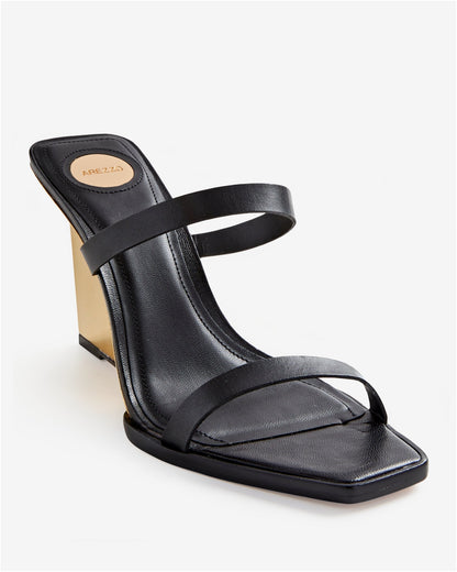Arezzo Metallic Heeled Wedge Black