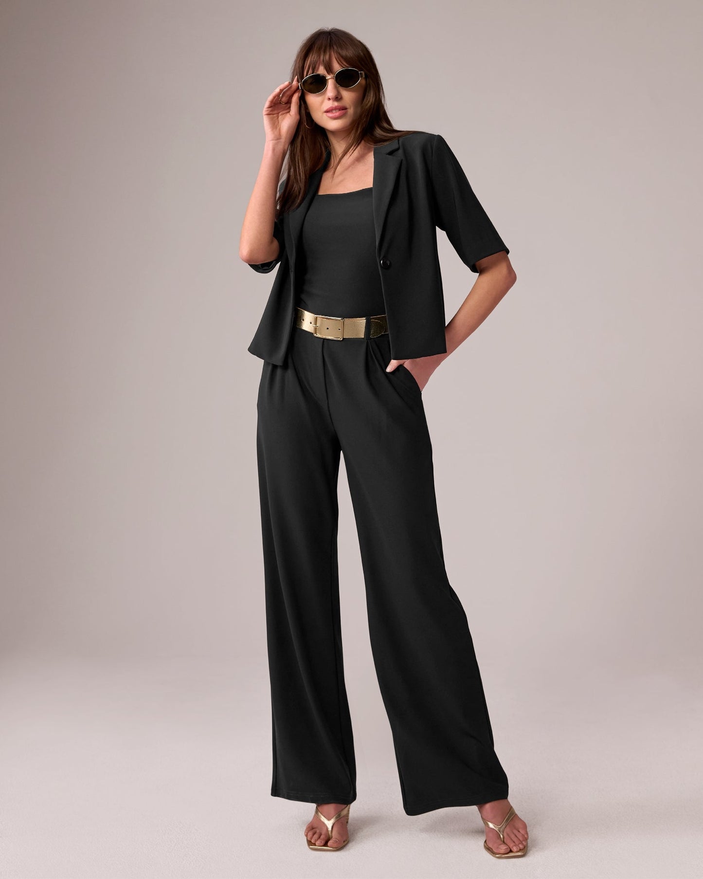 Beyond Travel Pleated Wide Leg Pant Jet Black