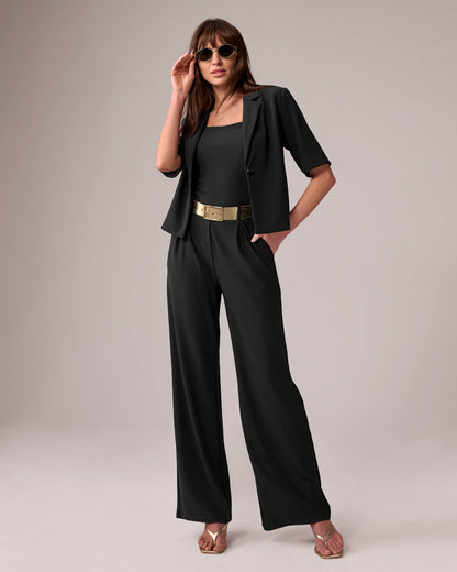 Beyond Travel Pleated Wide Leg Pant Jet Black