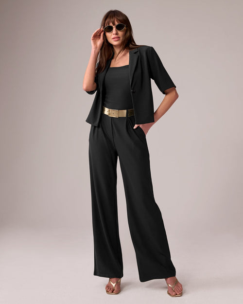 Beyond Travel Pleated Wide Leg Pant Jet Black