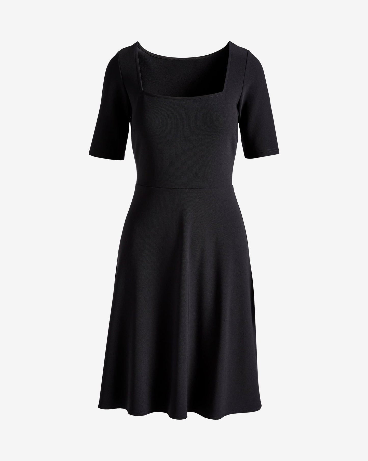 Beyond Travel Square Neck Fit and Flare Dress Jet Black