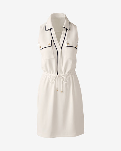 Beyond Travel Piped Chic Drawstring Utility Dress Ivory Coast