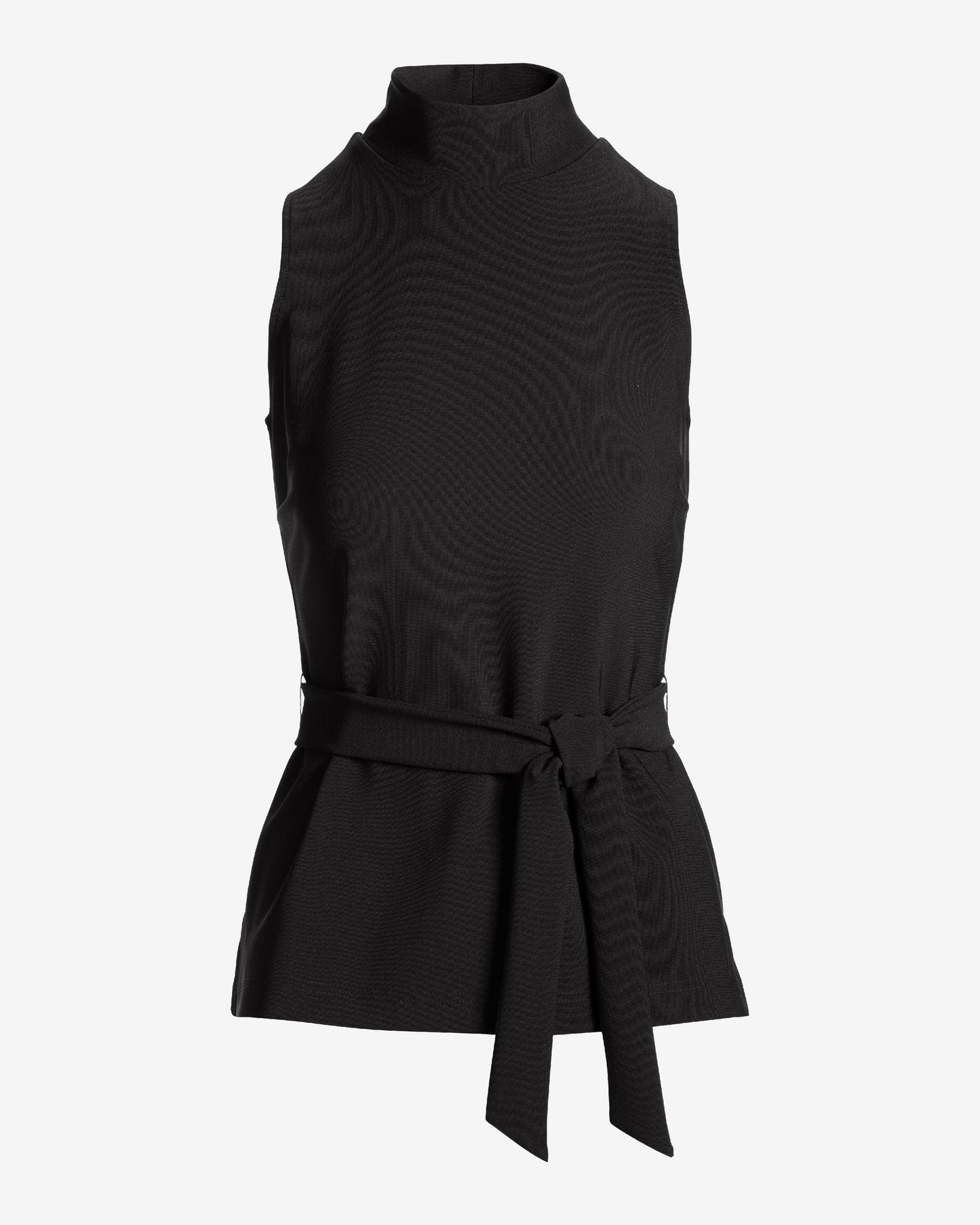 Beyond Travel Belted Mockneck Tunic Top Jet Black