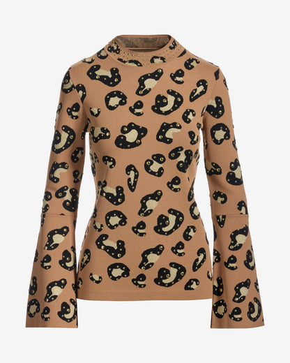Animal Print Studded Sweater Cheetah Studs