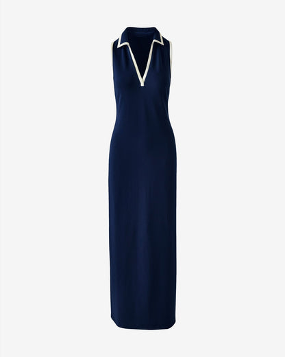 Beyond Travel Piped Collared Maxi Dress Maritime Navy/Ivory Coast