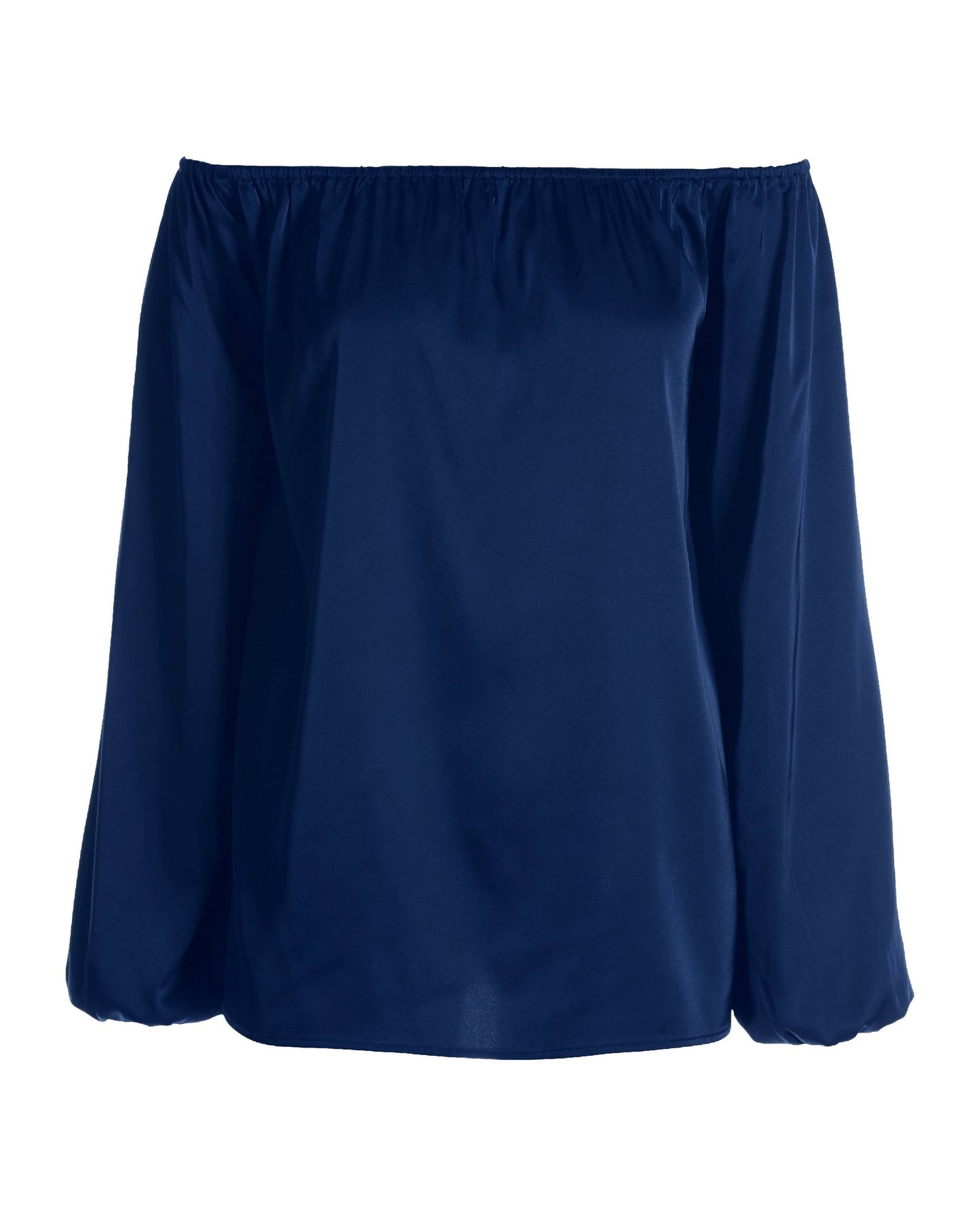 Anna Off the Shoulder Charmeuse Blouse Navy