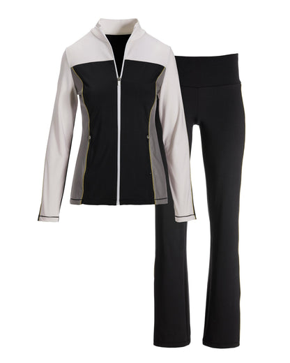 B-Active Color Block Tunic Jacket Set Black/White