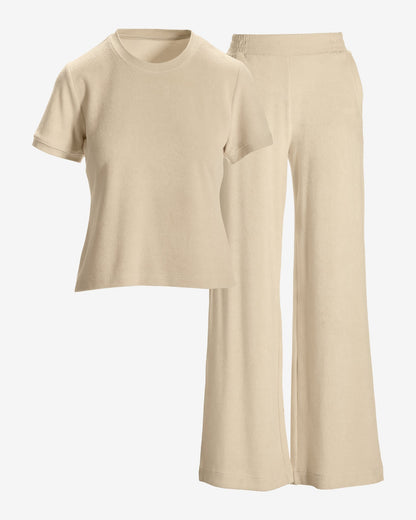 Beach Terry T-Shirt Sport Set Sandshell