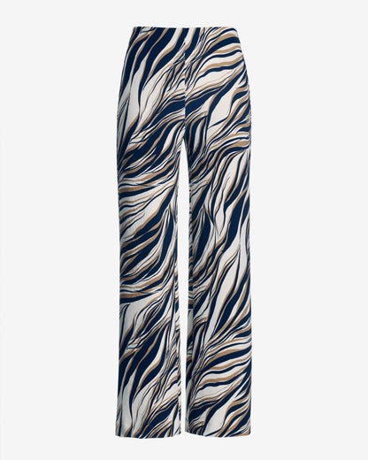 Beyond Travel Cape Town Zebra Print Palazzo Pant Maritime Navy/Camel
