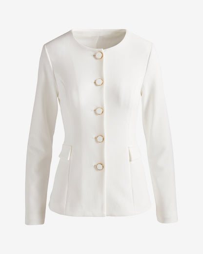 Beyond Travel Collarless Jacket Ivory Coast