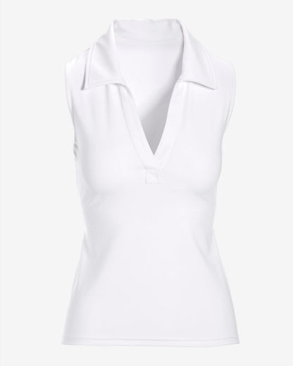 B-Active Sleeveless Polo Top Pure White