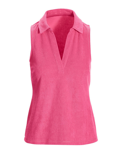 Beach Terry Collared Sleeveless Top Aurora Pink