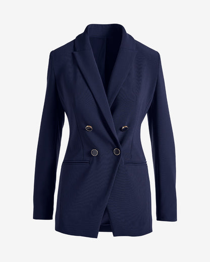 Beyond Travel Double Breasted Boyfriend Blazer Maritime Navy