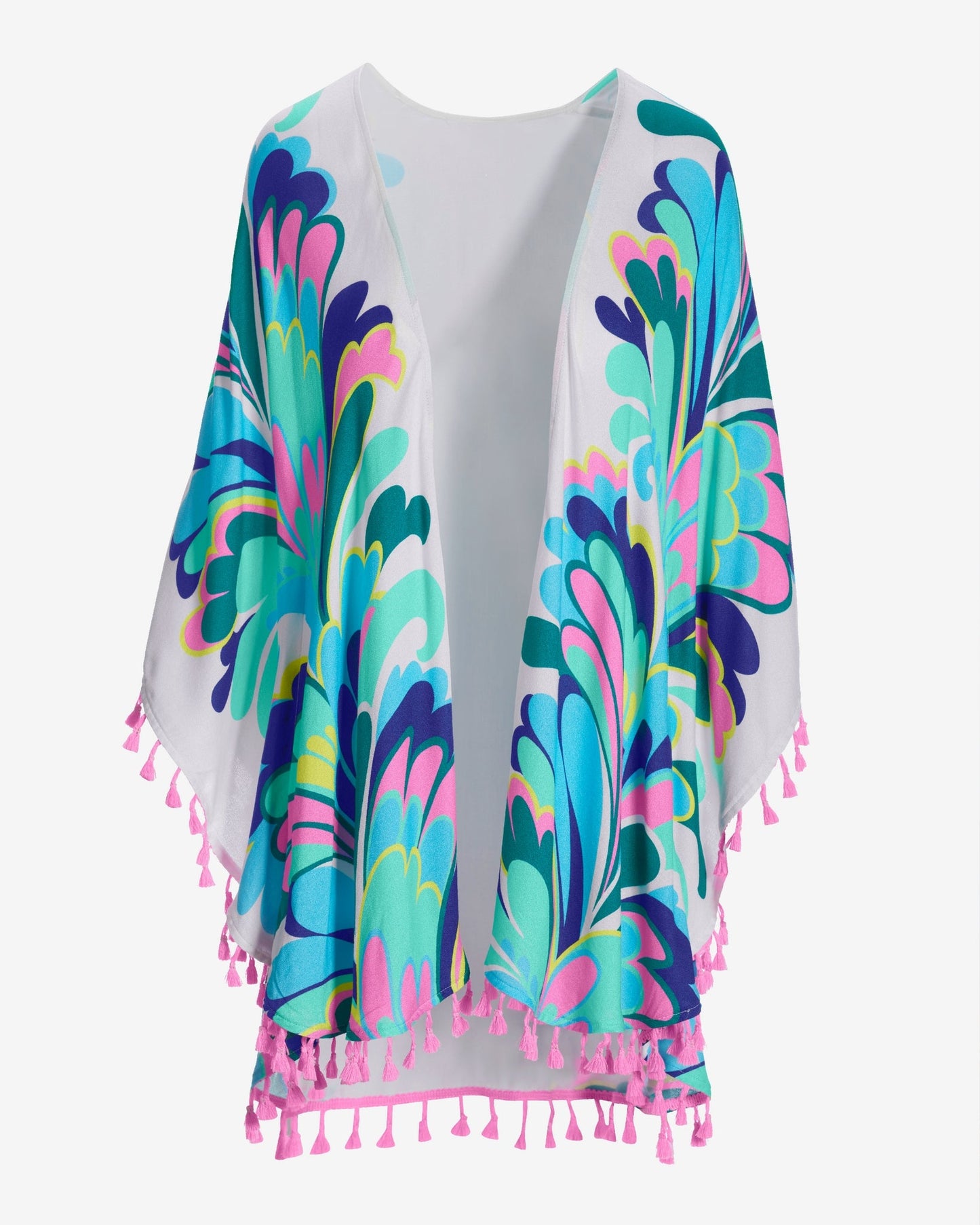 Abstract Tassel Kimono Multi