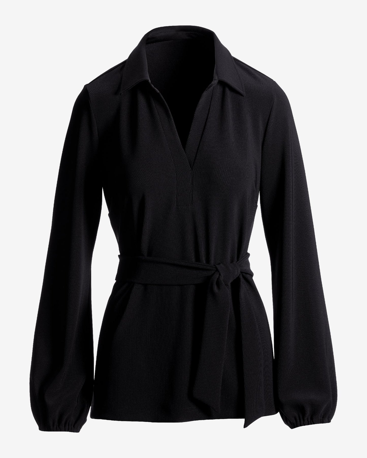 Beyond Travel Tie Waist Tunic Top Jet Black