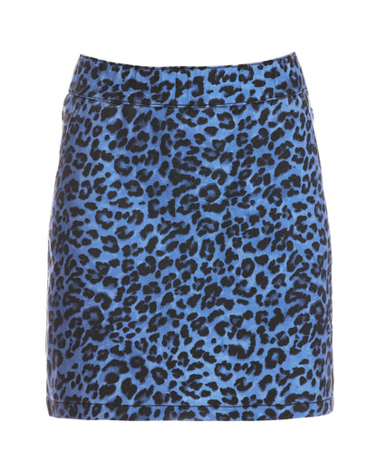 Blue Animal Print Pull-On Denim Skort Blue Animal