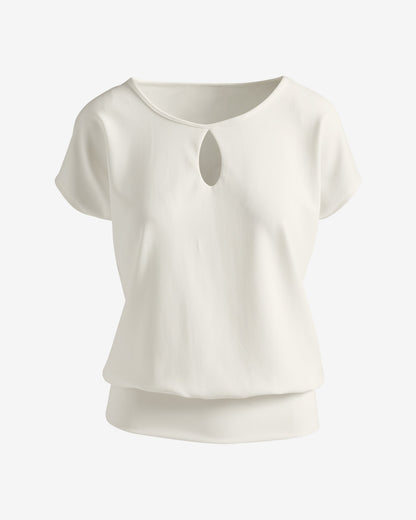 Beyond Travel Keyhole Blouson Top Ivory Coast