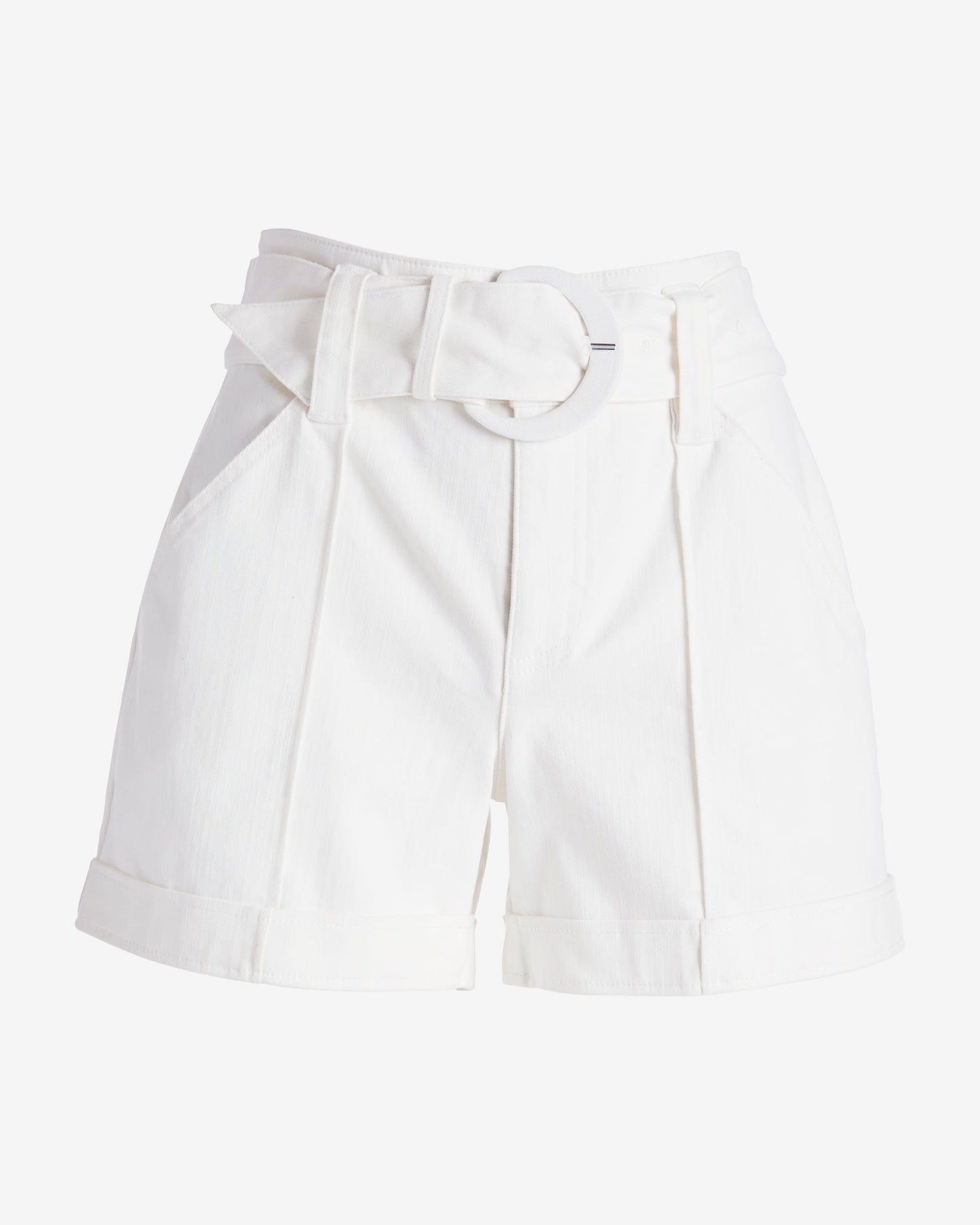 Belted Denim Trouser Short White