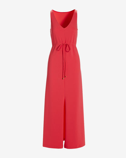 Beyond Travel Sleeveless Drawstring Maxi Dress Cayenne