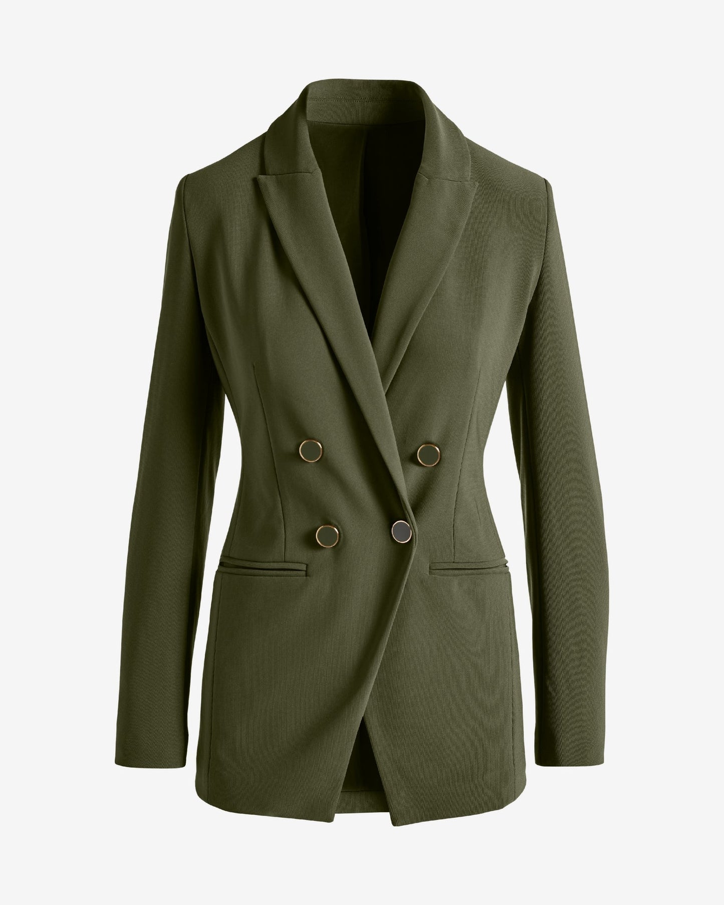 Beyond Travel Double Breasted Boyfriend Blazer Olive Night