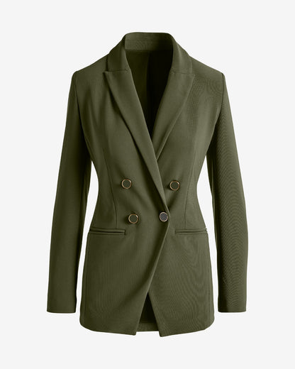 Beyond Travel Double Breasted Boyfriend Blazer Olive Night