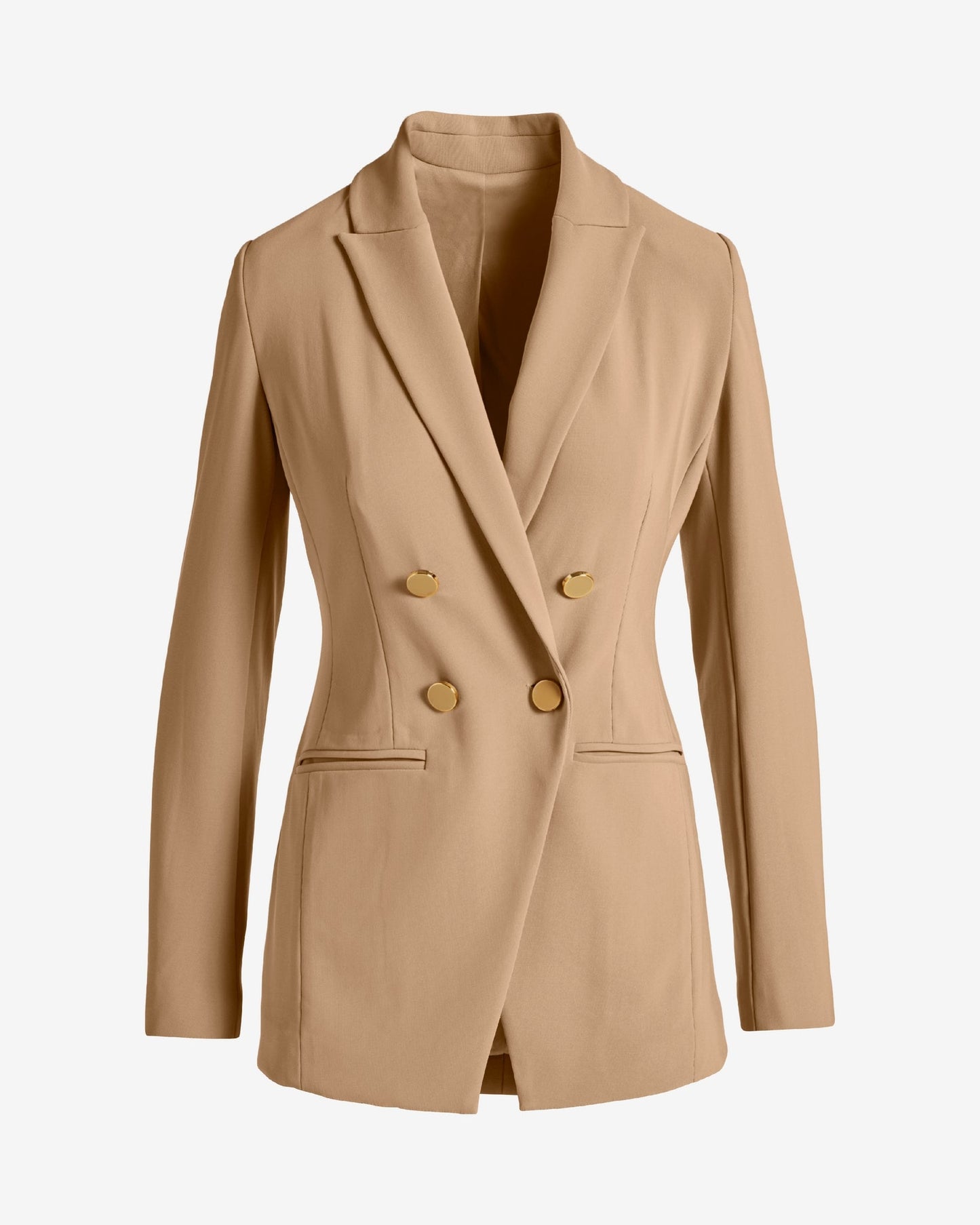 Beyond Travel Double Breasted Boyfriend Blazer Natural