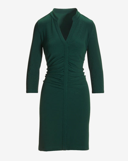 Beyond Travel Long Sleeve Ruched Short Dress Pine Grove
