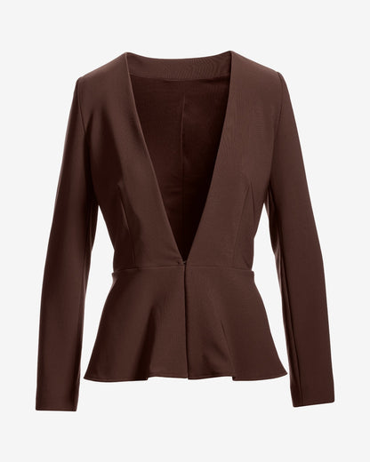 Beyond Travel Peplum Blazer Coffee Bean